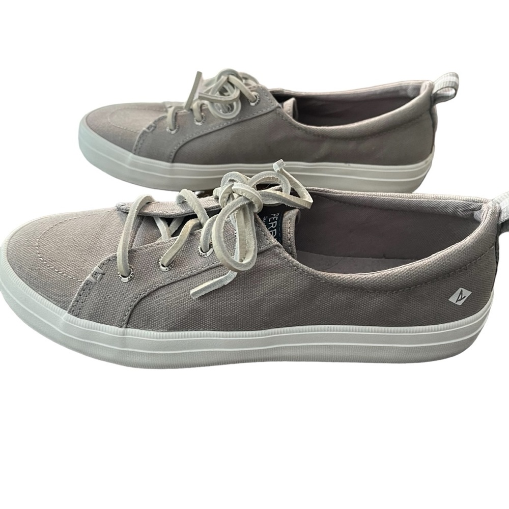 NWOB Sperry Top-Siders Crest Vibe sneakers memory foam canvas leather gray 8 - Picture 7 of 11